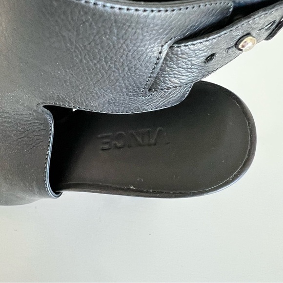 Vince Black Leather Sandals with Brown Heel - Picture 4 of 7